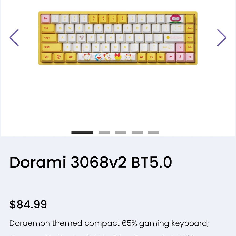 3068v2 BT5.0 Wireless Keyboard - Yellow and Pink